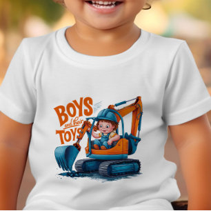 Camiseta De Bebé El joven explorador: un chico con bulldozer