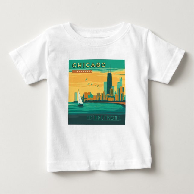 Camiseta De Bebé El Lago | Chicago, Illinois (Anverso)