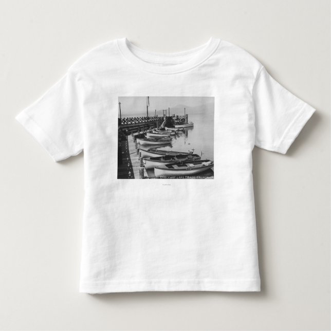 Camiseta De Bebé El lago Tahoe, CA - barcos de madera a lo largo de (Anverso)