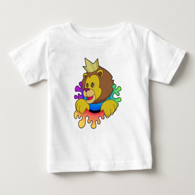 Camiseta De Bebé El león como rey con corona (Anverso)