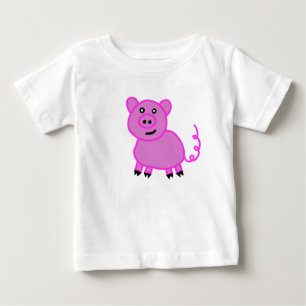 Camiseta De Bebé El lindo cerdo rosa de cola larga