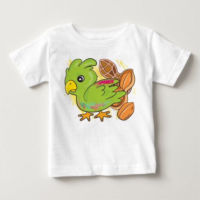 Camiseta De Bebé El loro verde (Anverso)