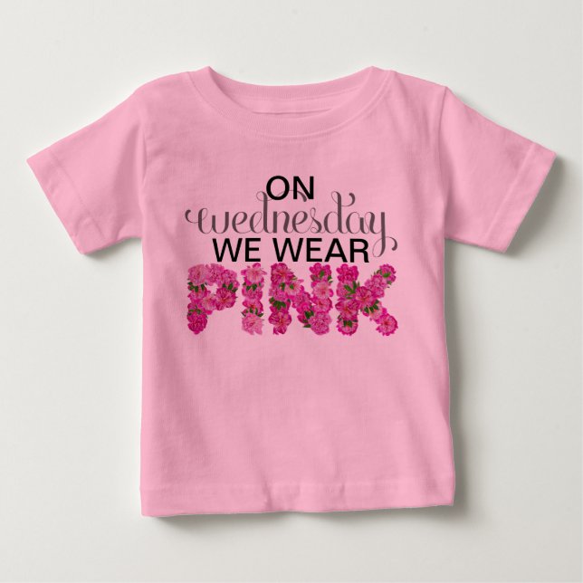 Camiseta De Bebé El Miércoles Usamos Onsie Floral Rosa (Anverso)