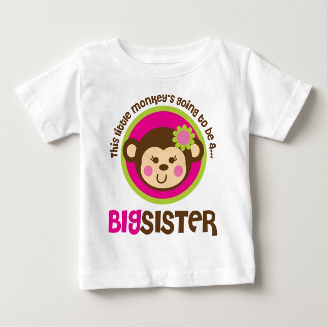 Camiseta De Bebé El Mono Pequeño Va A Ser Una Hermana Grande (Anverso)
