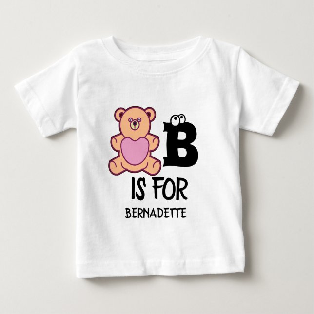 Camiseta De Bebé El monograma B del personalizado es para el animal (Anverso)