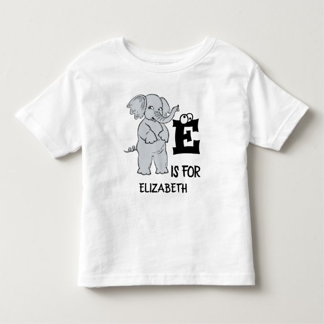 Camiseta De Bebé El monograma E de personalizado es para elefante d (Anverso)