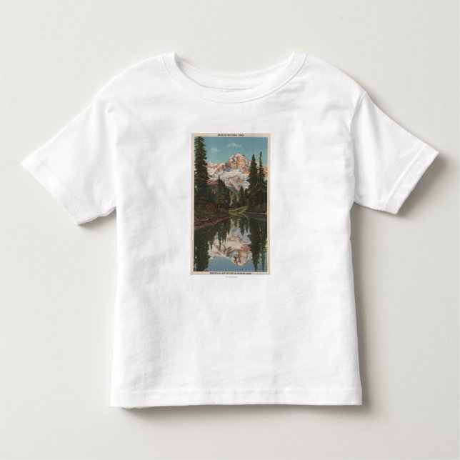 Camiseta De Bebé El Monte Rainier, WA - lago mirror con Mt. (Anverso)
