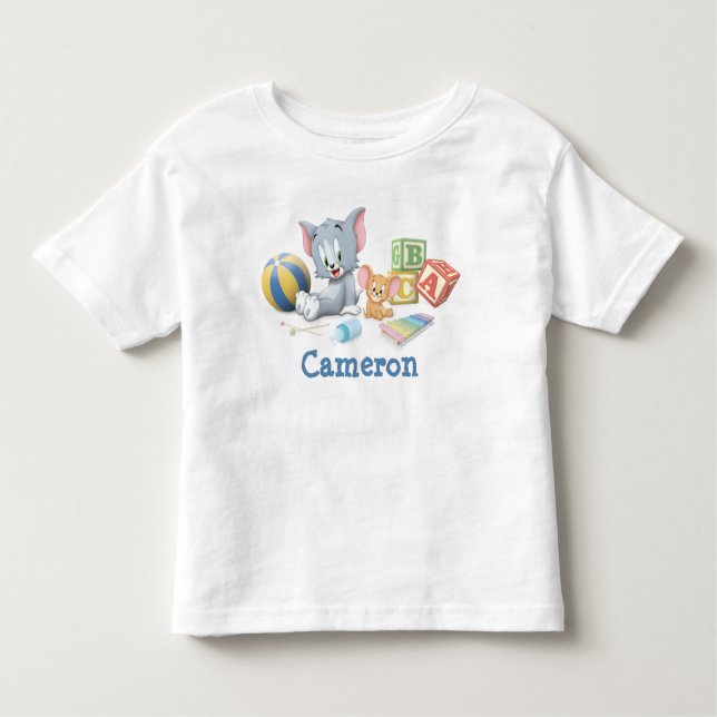 Camiseta De Bebé El niño Tom y Jerry jugando con juguetes (Anverso)