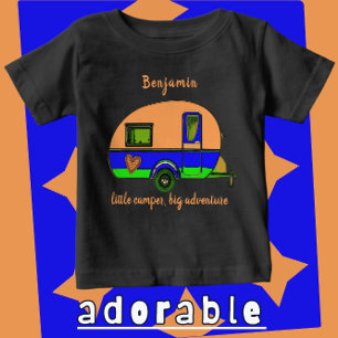 Camiseta De Bebé El nombre del niño pequeño camper gran aventura