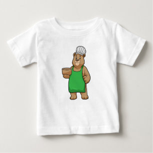 Camiseta De Bebé El oso como cocinero con el delantal y el bol de c