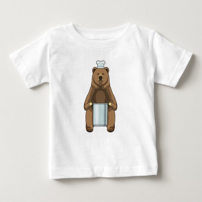 Camiseta De Bebé El oso como cocinero con olla de cocina (Anverso)