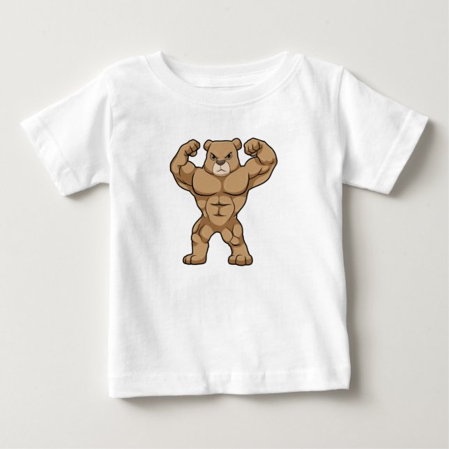 Camiseta De Bebé El oso como culturista con músculos grandes (Anverso)
