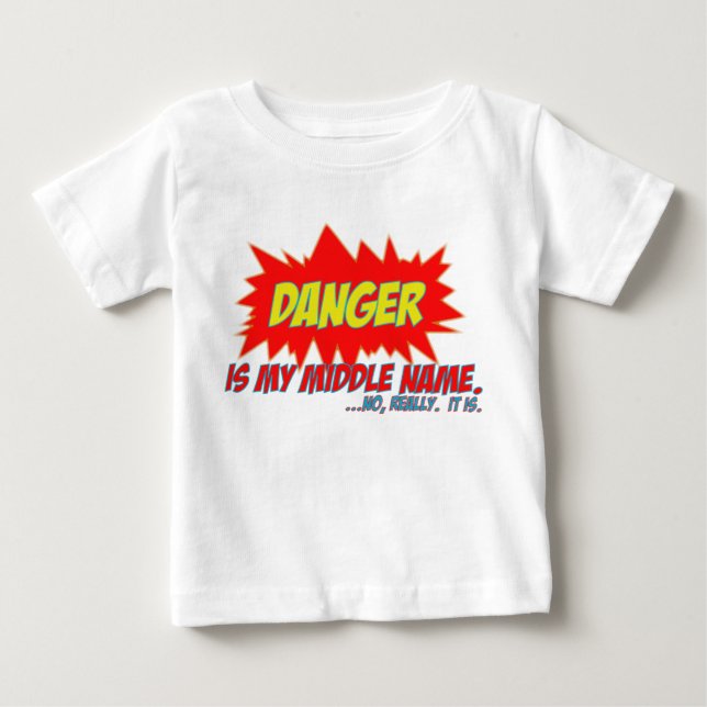 Camiseta De Bebé El peligro es mi nombre medio (Anverso)