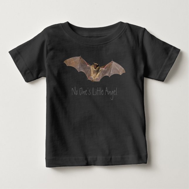 Camiseta De Bebé El pequeño ángel de nadie; Halloween/ Bat/ Gótico/ (Anverso)