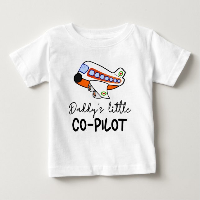 Camiseta De Bebé El pequeño co-piloto de Papi | Futura Cuta Piloto (Anverso)