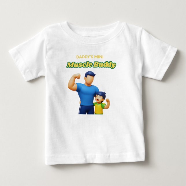 Camiseta De Bebé El pequeño compañero de musculatura de papá  (Anverso)