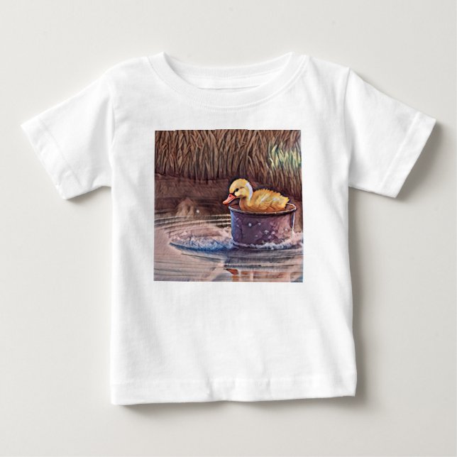 Camiseta De Bebé El Pequeño Duckling Amarillo Jugando En El Cubo (Anverso)