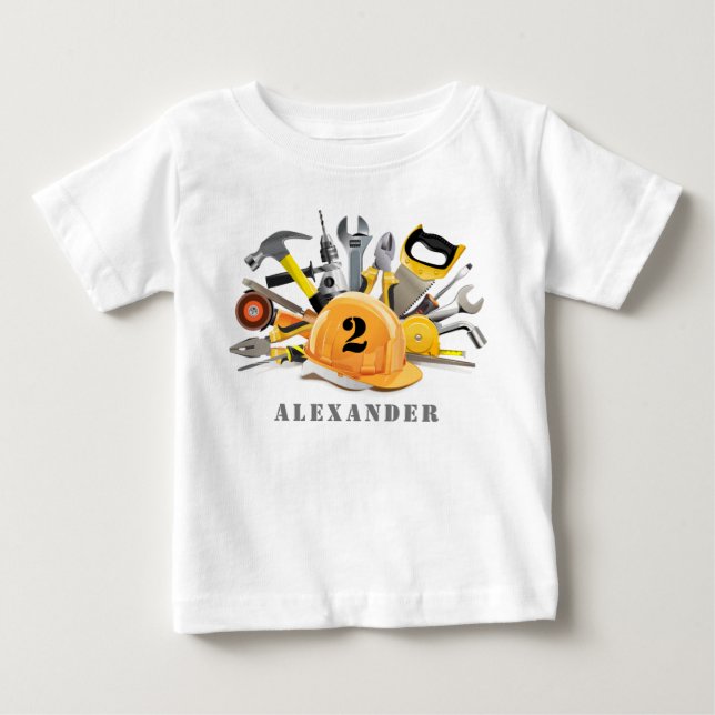 Camiseta De Bebé El pequeño Handyman en construcción Cumpleaños (Anverso)