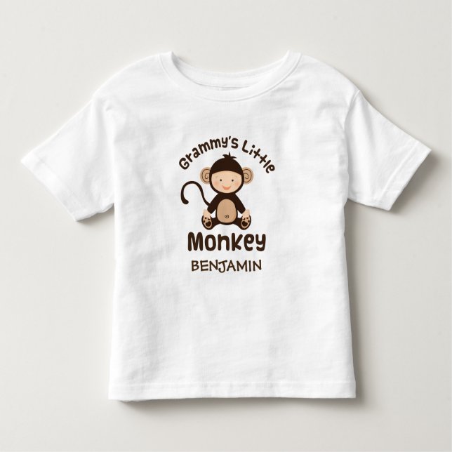 Camiseta De Bebé El pequeño mono de Grammy s personalizado embroma (Anverso)