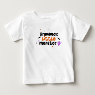 Camiseta De Bebé El pequeño monstruo de la abuela adoraba Halloween