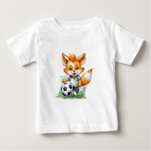 Camiseta De Bebé El pequeño zorro de la cola juega al fútbol