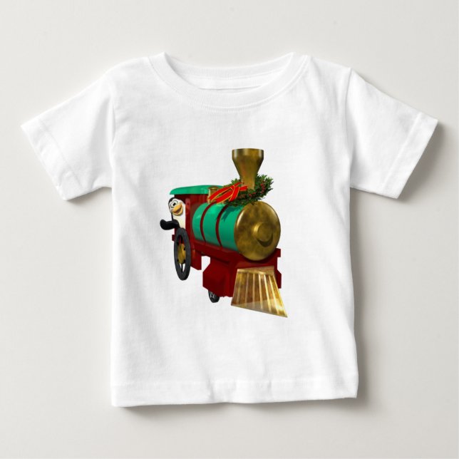 Camiseta De Bebé El Personalizado cutáneo de pingüino y el tren de  (Anverso)