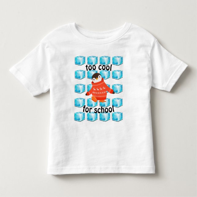 Camiseta De Bebé El Personalizado lindo pingüino "demasiado Guay pa (Anverso)