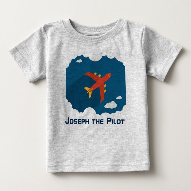 Camiseta De Bebé El piloto personalizado del avión en el cielo azul (Anverso)