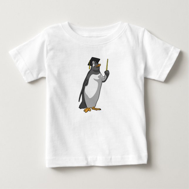 Camiseta De Bebé El pingüino como profesor con puntero (Anverso)