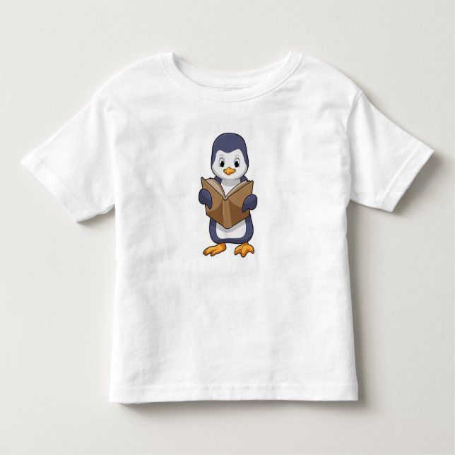 Camiseta De Bebé El pingüino está nervioso con el libro (Anverso)