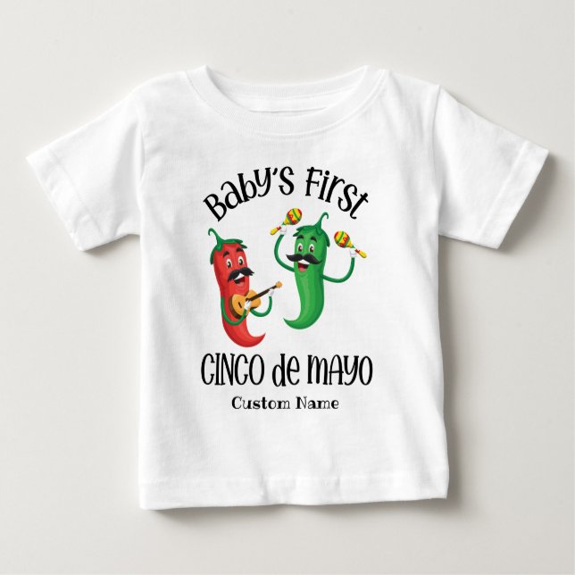 Camiseta De Bebé El primer Cinco de Mayo de bebé personalizado (Anverso)
