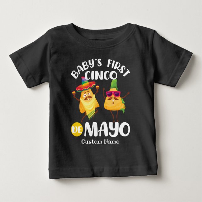 Camiseta De Bebé El primer Cinco de Mayo de bebé personalizado (Anverso)