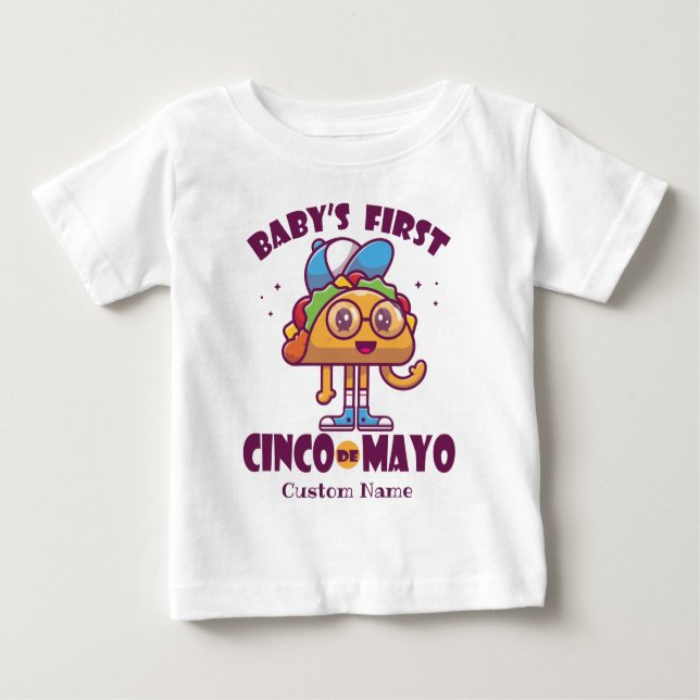 Camiseta De Bebé El primer Cinco de Mayo de bebé personalizado (Anverso)