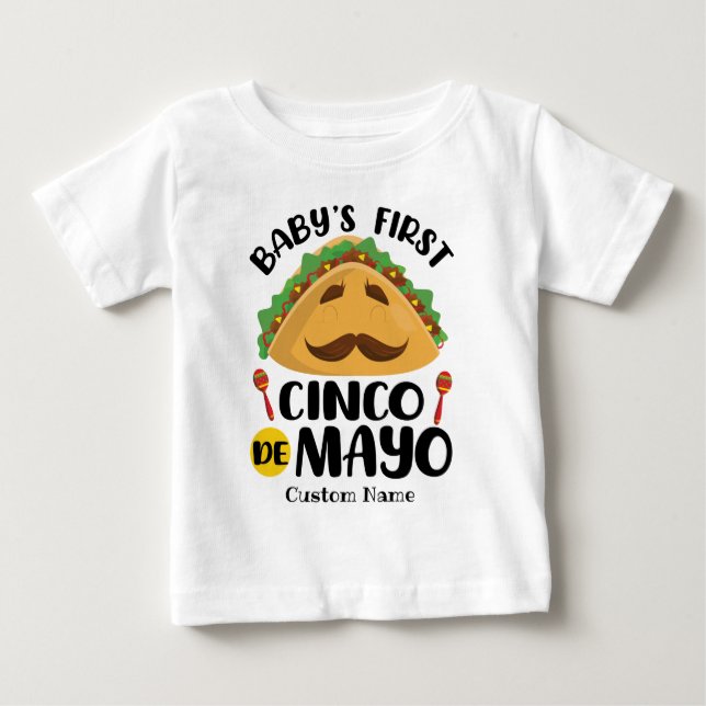 Camiseta De Bebé El primer Cinco de Mayo de bebé personalizado (Anverso)