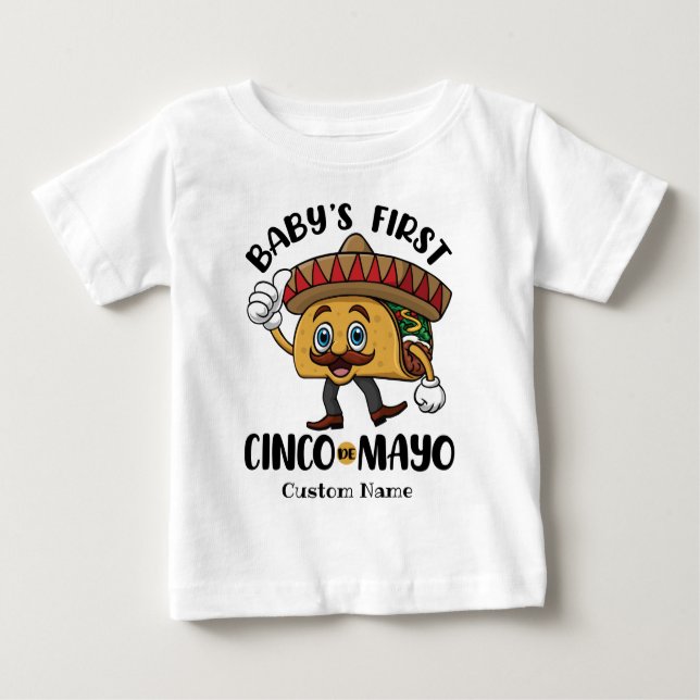 Camiseta De Bebé El primer Cinco de Mayo de bebé personalizado (Anverso)