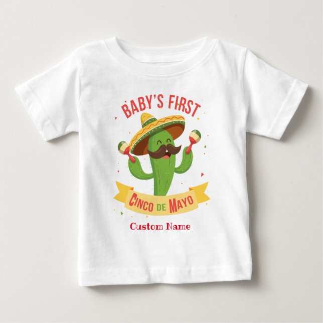 Camiseta De Bebé El primer Cinco de Mayo de bebé personalizado (Anverso)