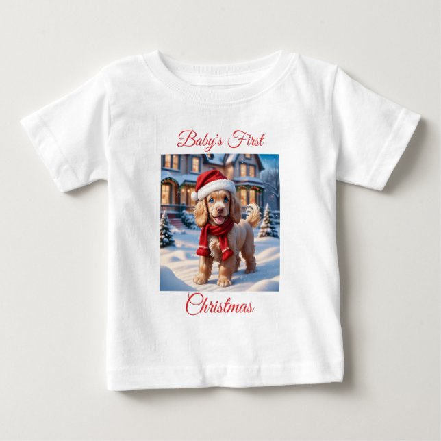 Camiseta De Bebé El primer Cocker de Navidad del bebé español (Anverso)