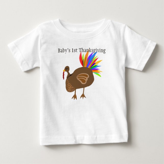Camiseta De Bebé El primer día de acción de gracias para el bebé, l (Anverso)
