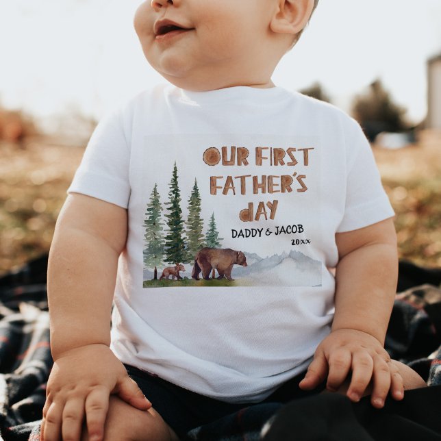 Camiseta De Bebé El primer día del padre en Woodland personalizado (Subido por el creador)
