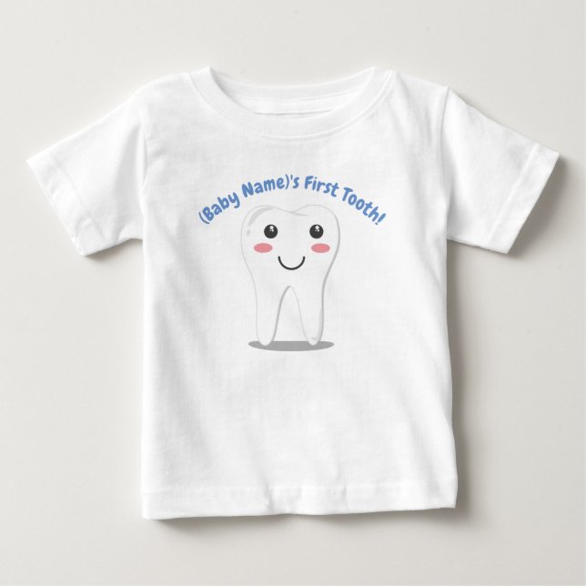 Camiseta De Bebé El primer diente del bebé personalizado (Anverso)