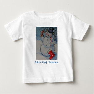 Camiseta De Bebé El primer muñeco de nieve de Navidad del bebé