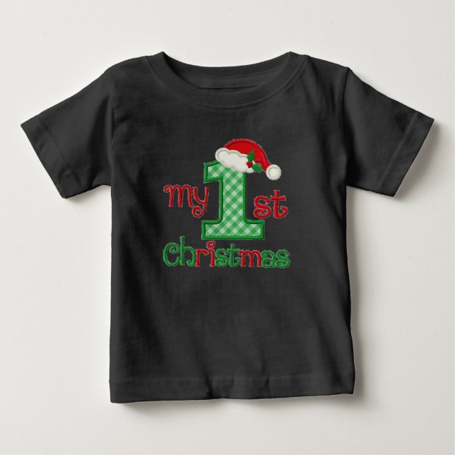 Camiseta De Bebé El primer navidad del bebé - nombre modificado (Anverso)