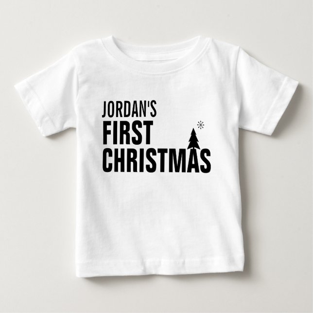 Camiseta De Bebé El primer vestido de bebé de Navidad sin mangas (Anverso)