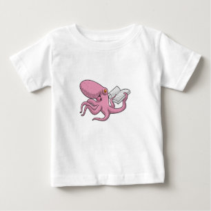 Camiseta De Bebé El pulpo como nervioso con el libro