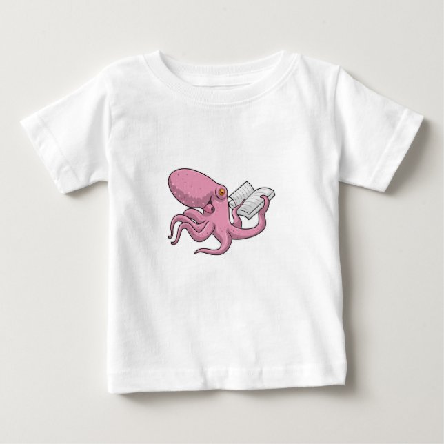 Camiseta De Bebé El pulpo como nervioso con el libro (Anverso)