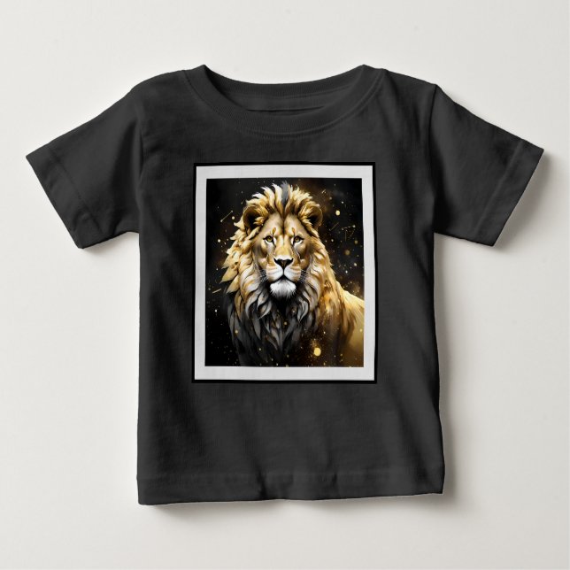Camiseta De Bebé El Rey: Oro Majestuoso Y León Masculino Gris, (Anverso)
