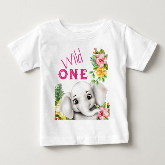 Camiseta De Bebé El Safari de la Selva Elefante Personalizado (Anverso)