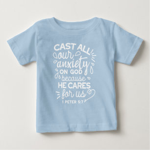 Camiseta De Bebé Él se preocupa por ti – Frase cristiana alentadora