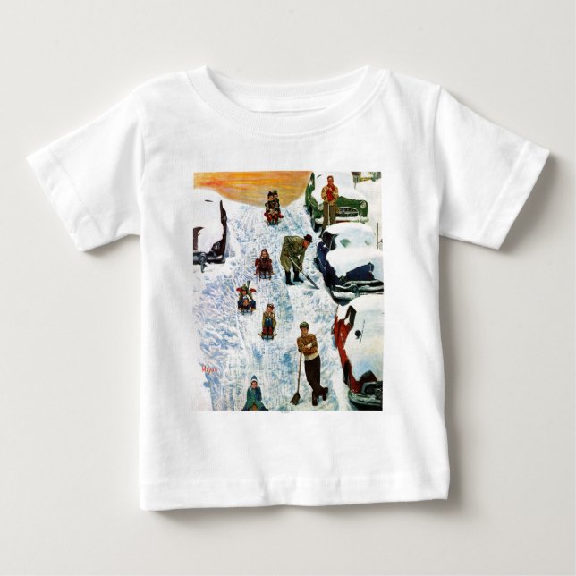 Camiseta De Bebé El Sledding y excavación (Anverso)