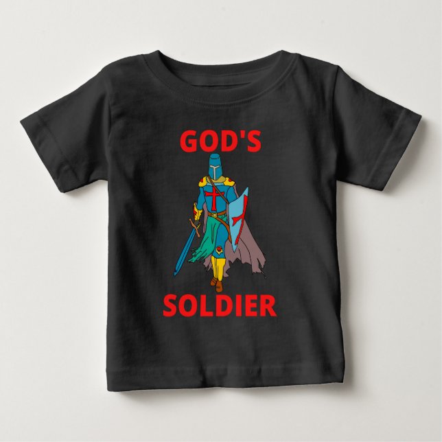 Camiseta De Bebé El soldado de Dios en los brazos (Anverso)